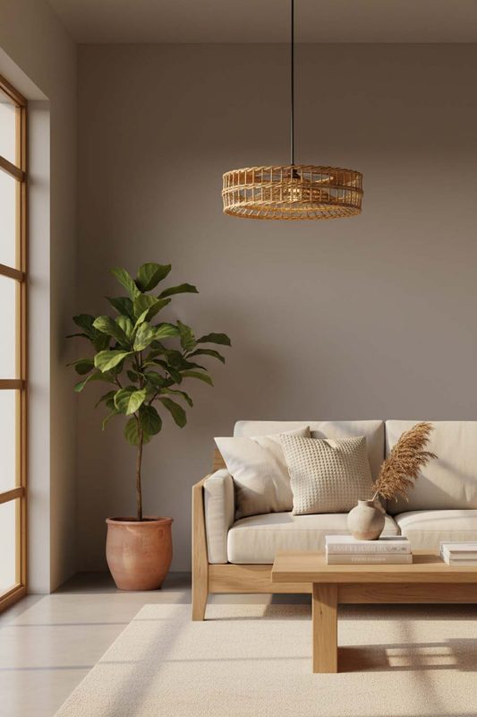 Japandi Halo Wicker Rattan Pendant - Minimal & Calm