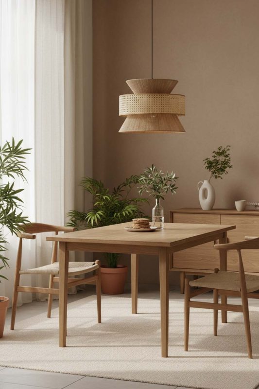 Japandi Natural Bamboo Silk Pendant Light - Zen & Peaceful