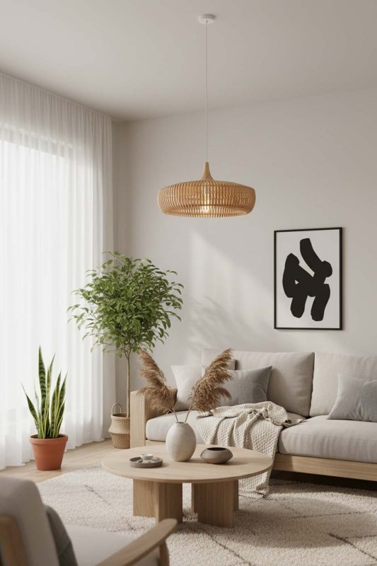 Japandi Natural Bentwood Pendant Light - Quiet Luxury