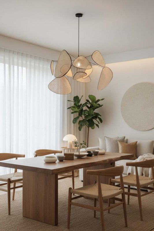 Japandi Natural Rattan Petal Ceiling Light - Simple & Elegant