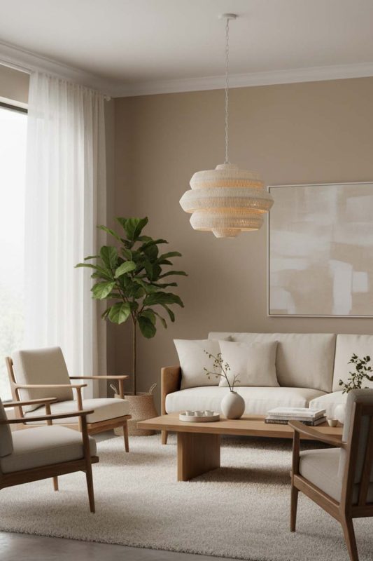 Japandi Natural Tiered Rattan Chandelier - Zen & Peaceful