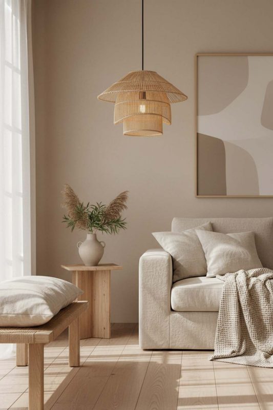 Japandi Pagoda Shape Bamboo Pendant Light - Zen & Peaceful