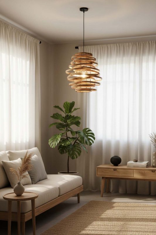 Japandi Rattan Beehive Pendant Light - Simple & Elegant