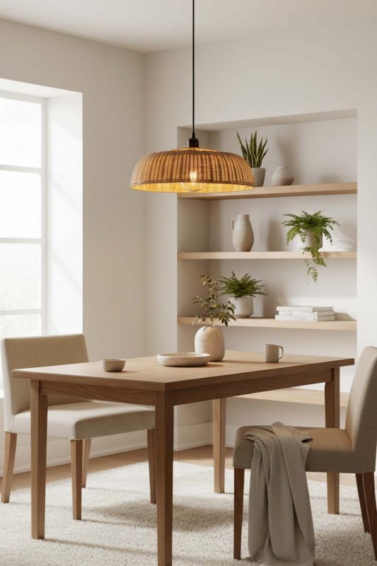 Japandi Rattan Disc Pendant Light - Clean & Balanced