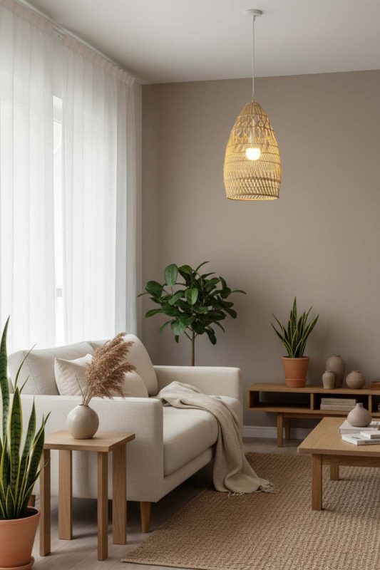 Japandi Rattan Egg-shaped Pendant Light - Minimal & Calm