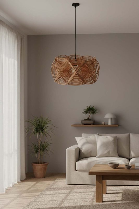Japandi Rattan Linear Pendant Light - Clean & Balanced