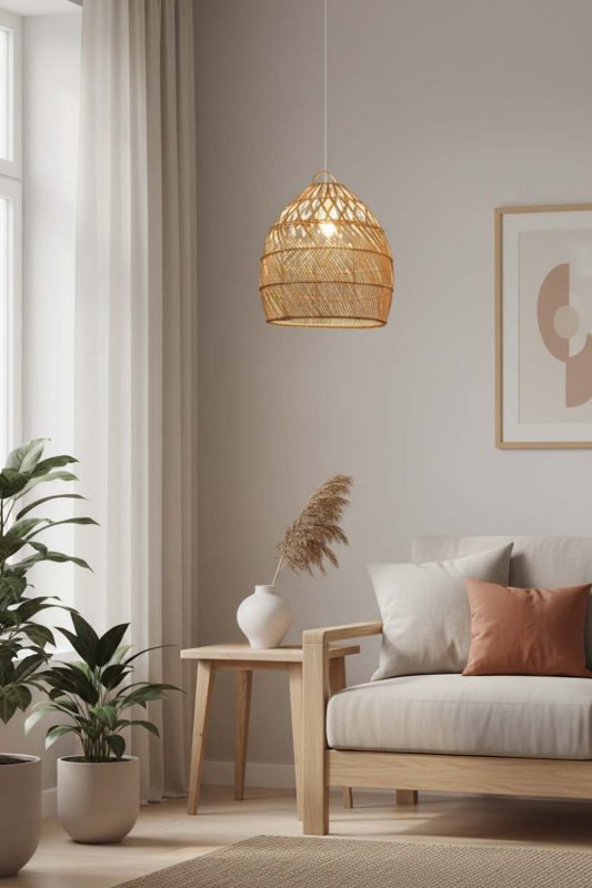 Japandi Rattan Tapered Pendant Light - Quiet Luxury