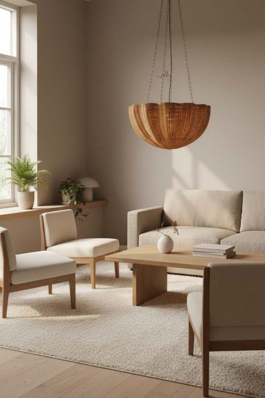 Japandi Scalloped Rattan Pendant Light - Minimal & Calm