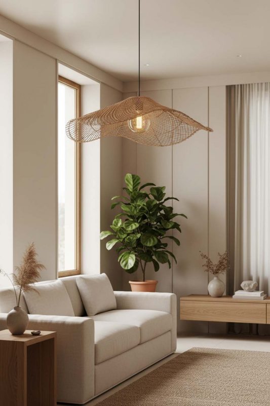 Japandi Single Lotus Leaf Pendant Light - Clean & Balanced