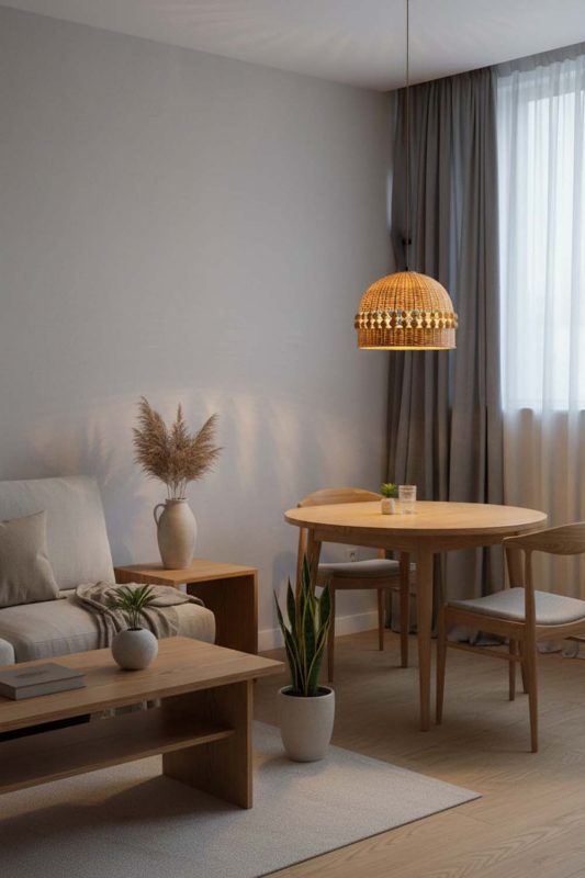 Japandi Small Bamboo Bell Pendant Light - Simple & Elegant