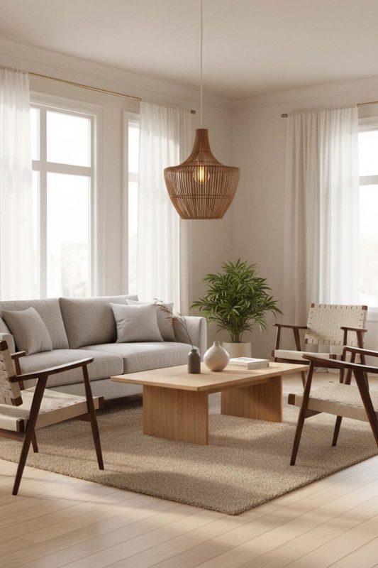 Japandi Special Geometric Bamboo Pendant Light - Quiet Luxury
