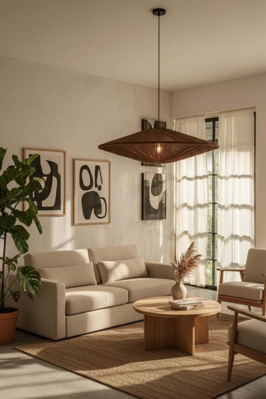 Japandi Ufo Jute Rope Pendant Light - Quiet Luxury