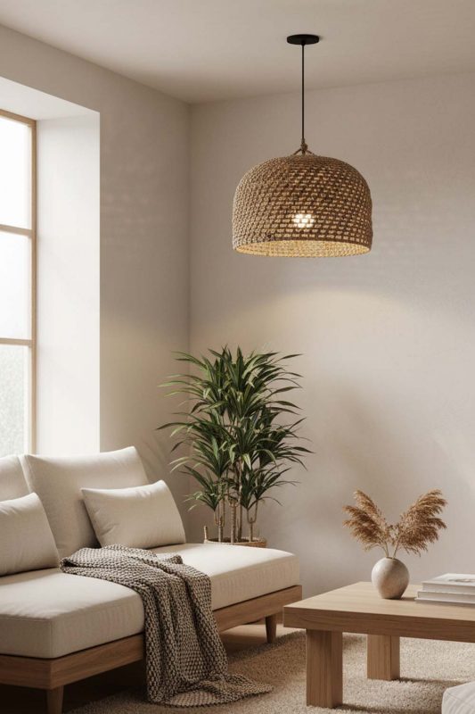 Japandi Vintage Hemp Rope Pendant Light - Zen & Peaceful