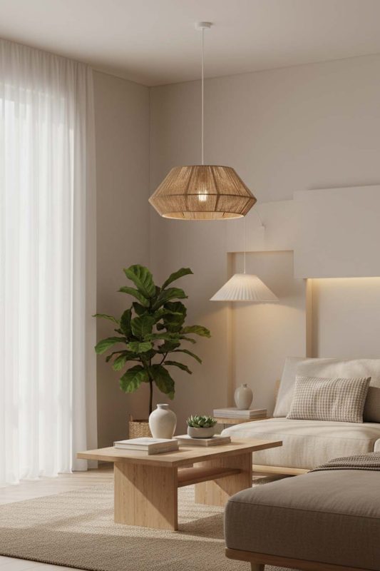 Japandi Vintage Jute Rope Pendant Light - Clean & Balanced