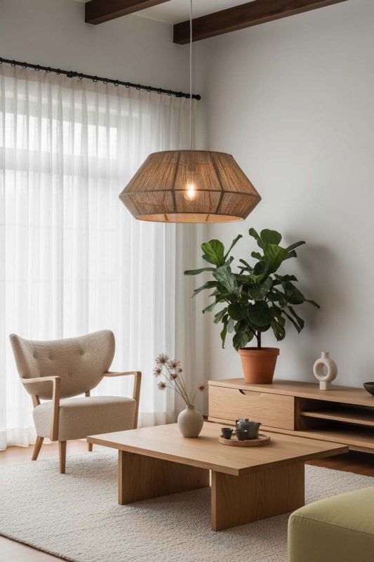 Japandi Vintage Jute Rope Pendant Light - Minimal & Calm