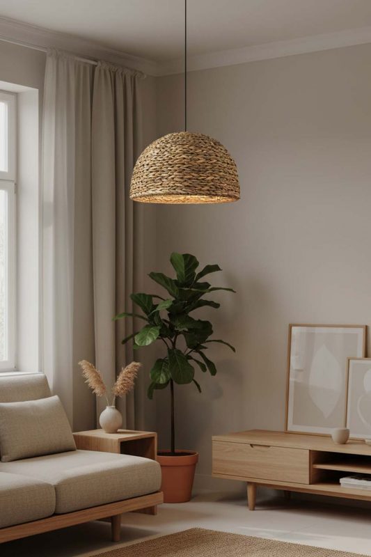 Japandi Water Hyacinth Hanging Light - Zen & Peaceful