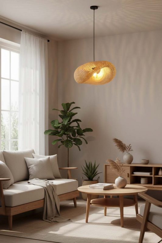 Japandi Wicker Bird Nest Pendant Light A - Quiet Luxury
