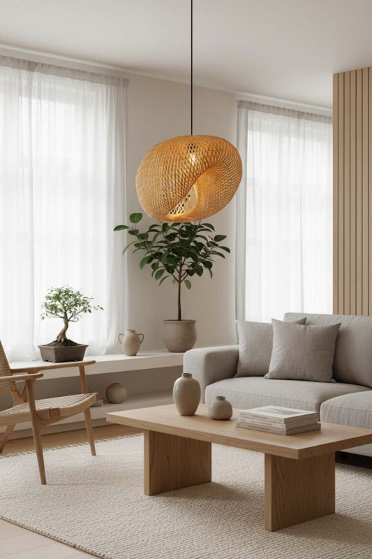 Japandi Wicker Bird Nest Pendant Light B - Minimal & Calm