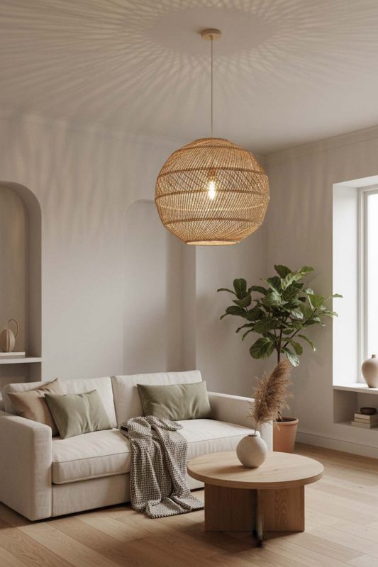 Japandi Wicker Rattan Sophisticated Pendant - Quiet Luxury