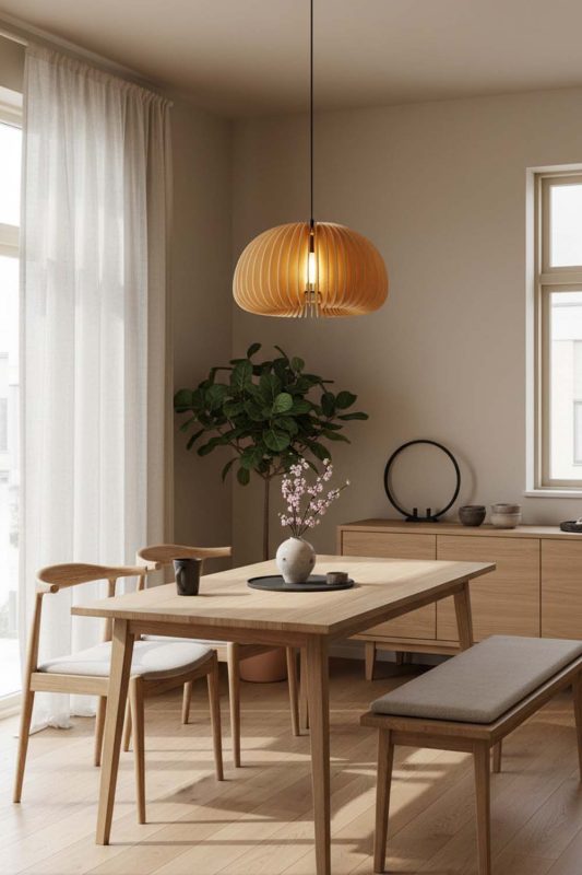 Japandi Wood Slat Pendant Light - Clean & Balanced