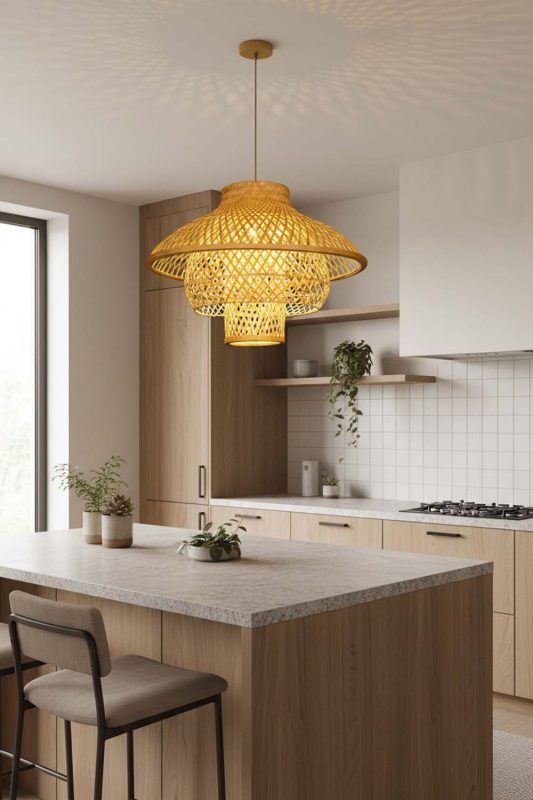 Kitchen Bamboo 3 Layered Pendant Light - Fresh & Inviting
