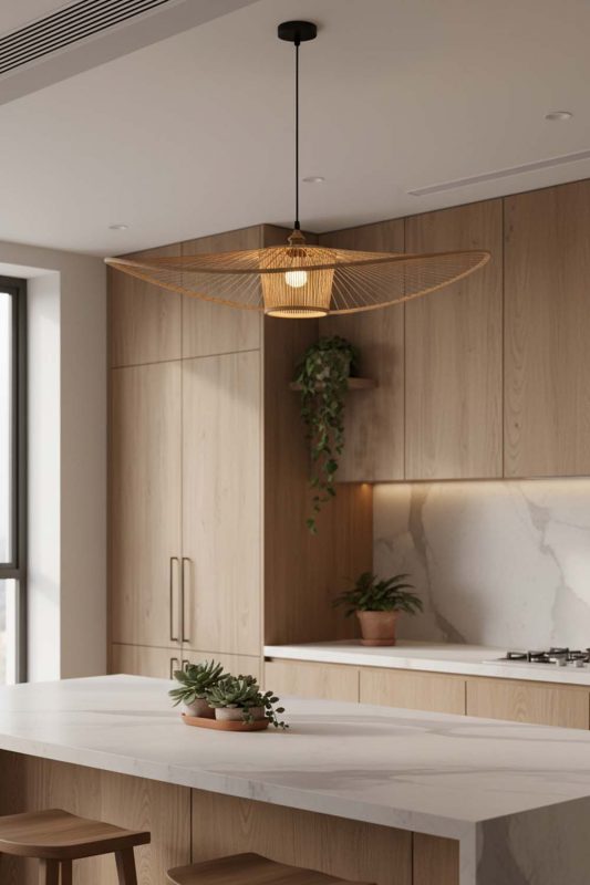 Kitchen Bamboo Wave Pendant Light - Clean & Modern Look