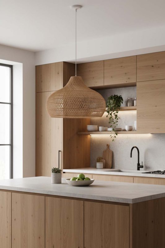 Kitchen Beige Kloe Rattan Pendant Light - Sleek & Stylish
