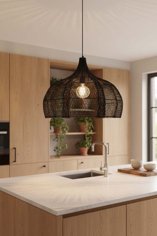 Kitchen Black Bloom Rattan Pendant Light - Practical & Beautiful