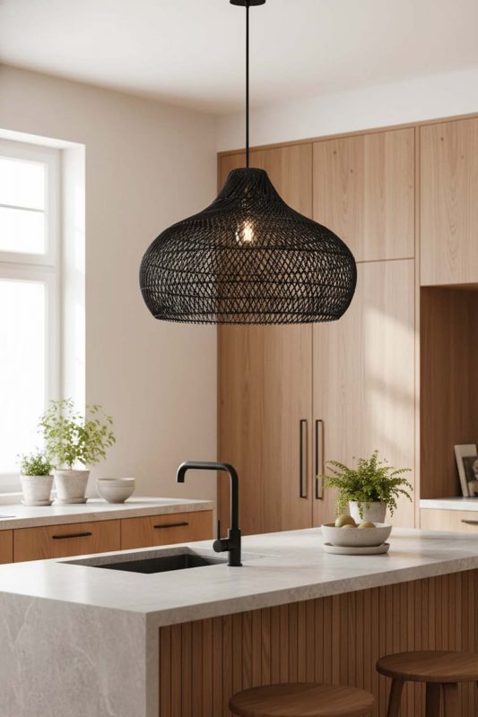 Kitchen Black Kloe Rattan Pendant Light - Practical & Beautiful