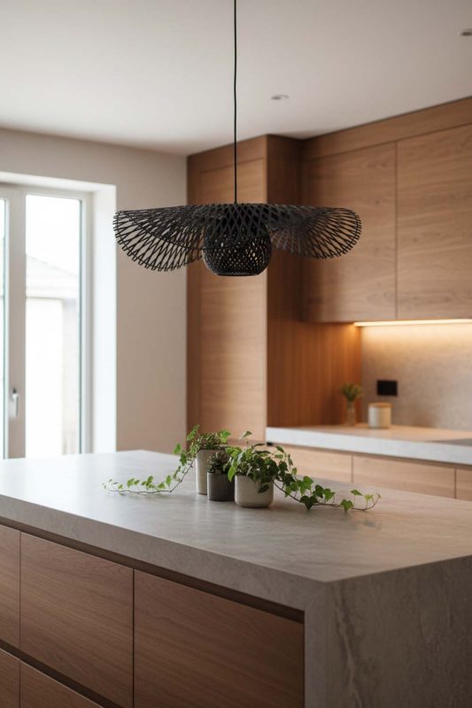 Kitchen Black Lotus Bamboo Pendant Light - Bright & Functional