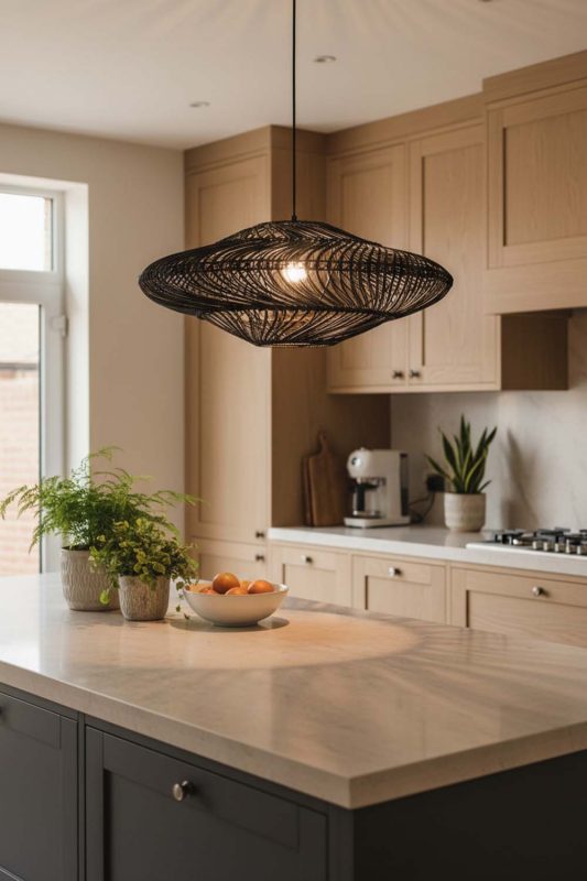 Kitchen Black Ufo Shades Rattan Lamp - Sleek & Stylish