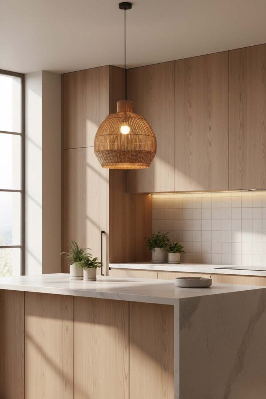 Kitchen Bottom Brown Rattan Pendant - Fresh & Inviting