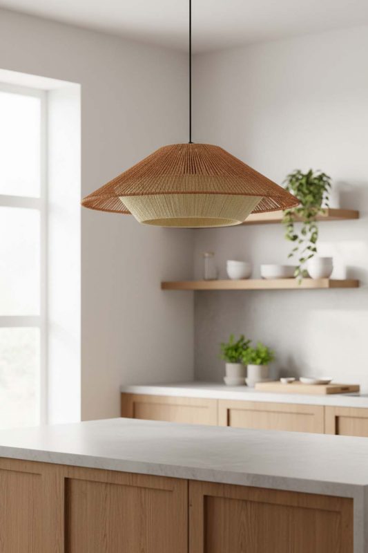 Kitchen Cone Hemp Rope Pendant Lamp - Sleek & Stylish