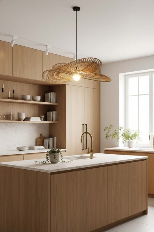Kitchen Double Wing Wicker Pendant - Bright & Functional