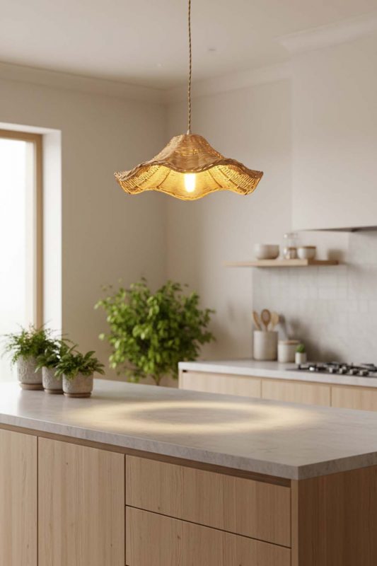 Kitchen Floral Rattan Pendant Light - Fresh & Inviting