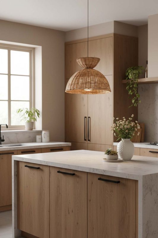 Kitchen Hourglass Rattan Pendant Light - Fresh & Inviting
