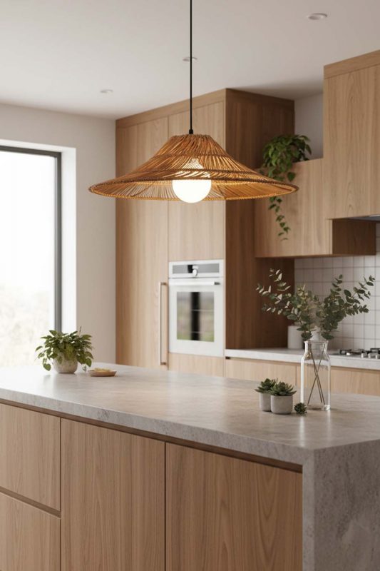 Kitchen Loft Rattan Pendant Light - Bright & Functional