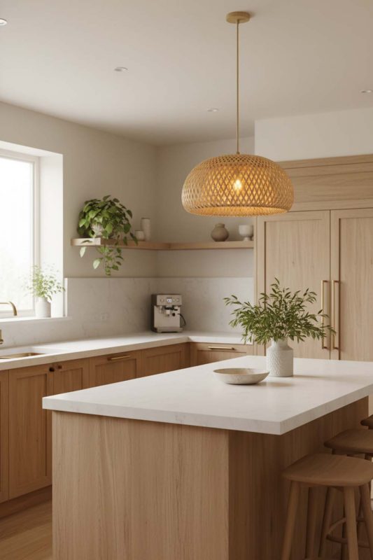 Kitchen Natural Bamboo Basket Light Shade - Sleek & Stylish