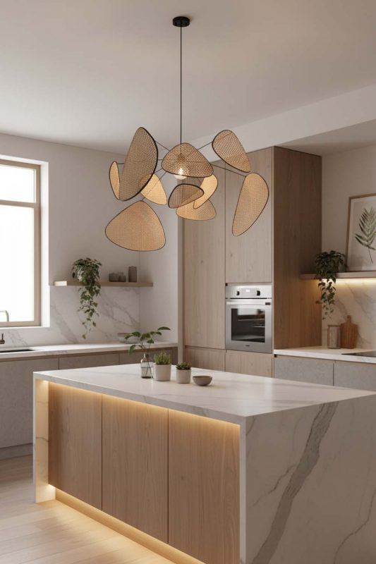 Kitchen Natural Rattan Petal Ceiling Light - Practical & Beautiful