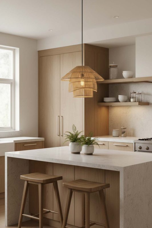 Kitchen Pagoda Shape Bamboo Pendant Light - Sleek & Stylish