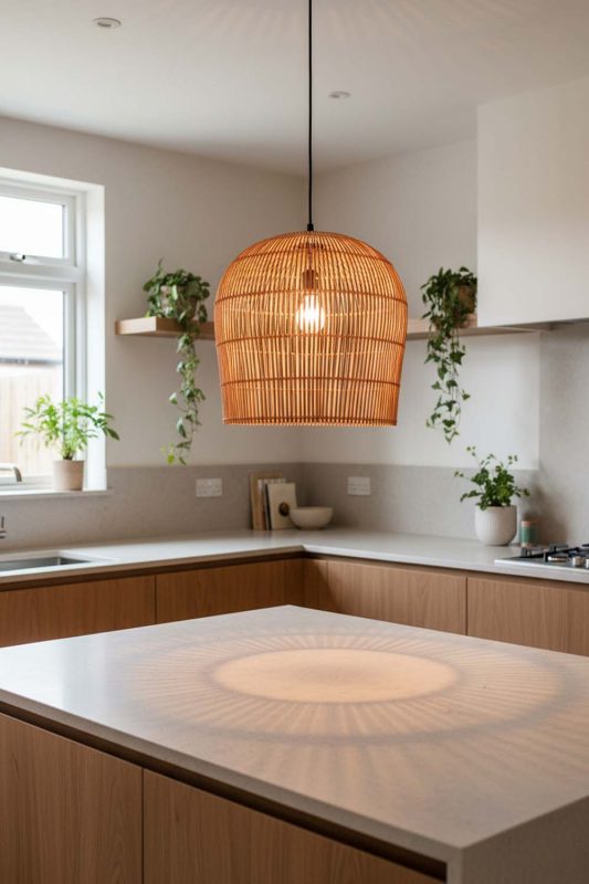 Kitchen Rattan Bell Shaped Pendant Light - Fresh & Inviting