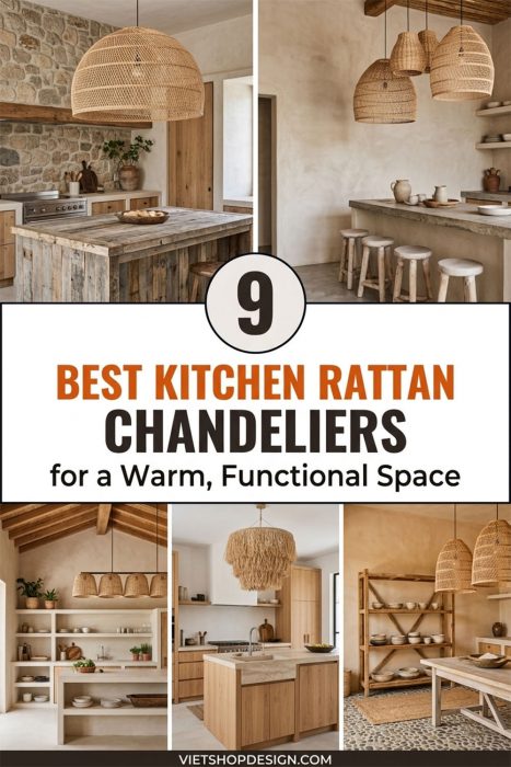 Kitchen Rattan Chandeliers For A Warm, Functional Space