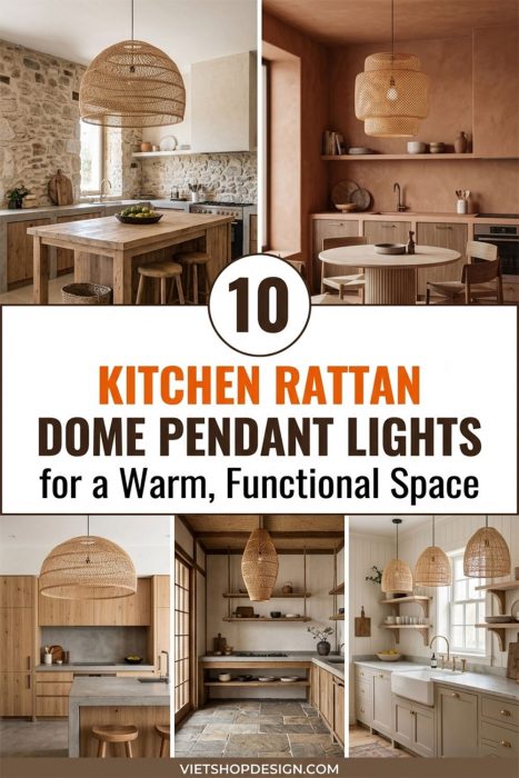 Kitchen Rattan Dome Pendant Lights For A Warm, Functional Space