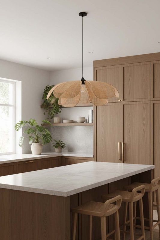 Kitchen Rattan Flower Hanging Light - Bright & Functional