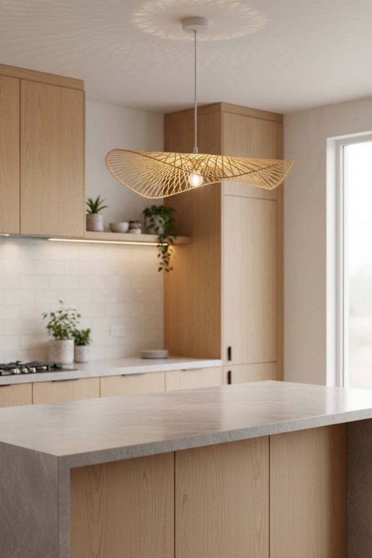 Kitchen Single Bamboo Lotus Leaf Pendant Light - Practical & Beautiful