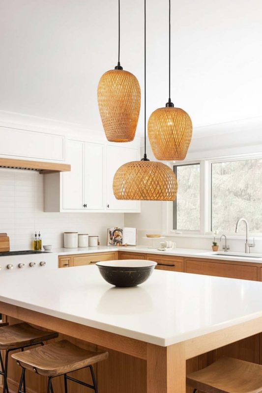 Kitchen Small Bamboo Cluster Pendant Light - Practical & Beautiful