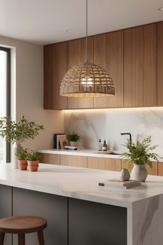 Kitchen Small Rattan Dome Pendant - Practical & Beautiful