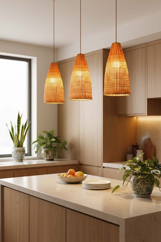 Kitchen Small Cone Bamboo Light - Sleek & Stylish