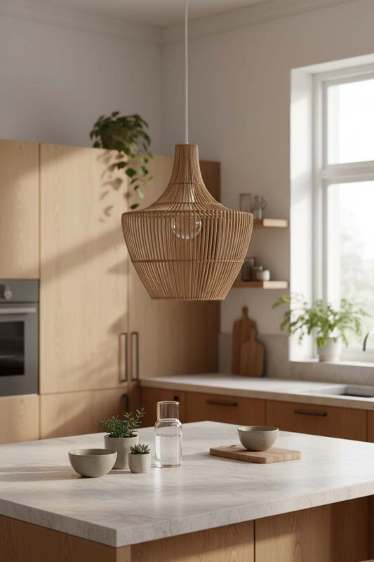 Kitchen Special Geometric Bamboo Pendant Light - Fresh & Inviting