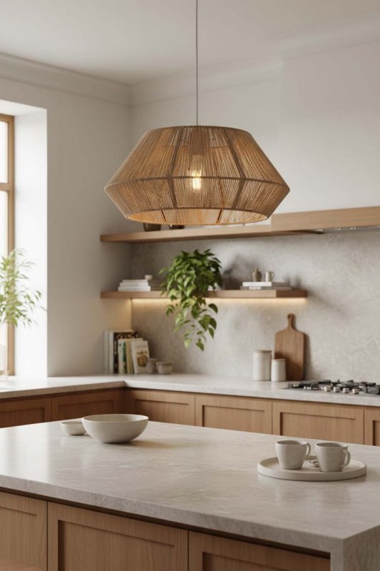 Kitchen Vintage Jute Rope Pendant Light - Bright & Functional
